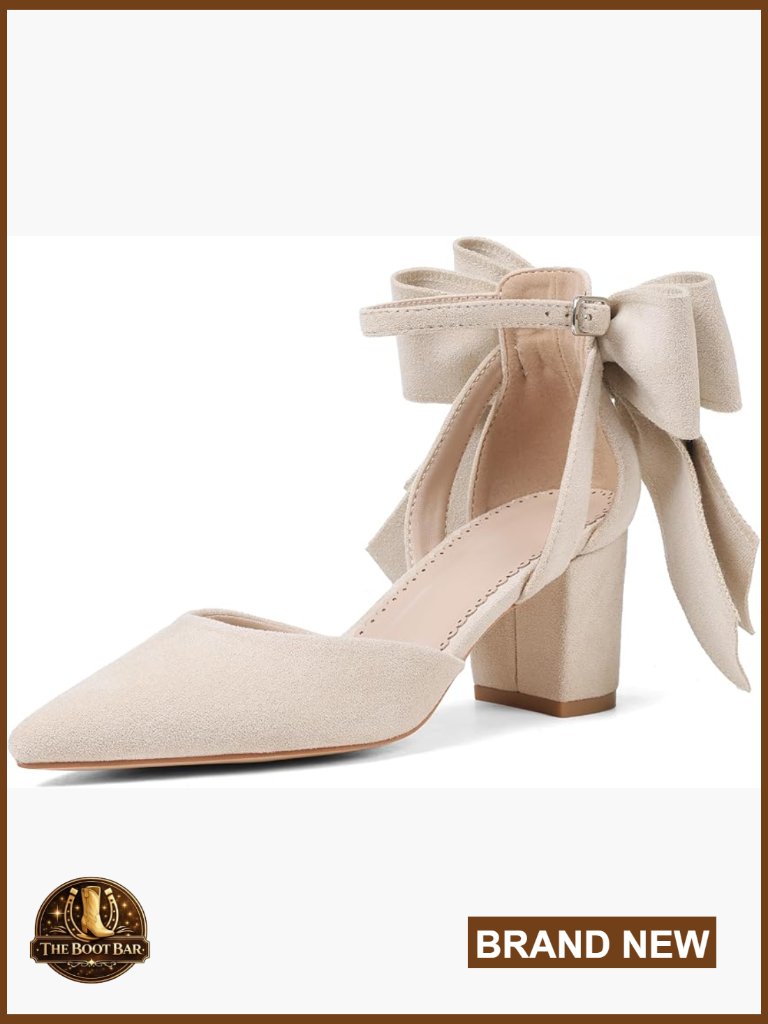 Pointed Toe Pumps Chunky Heels Ankle Strap Dress Wedding Shoes